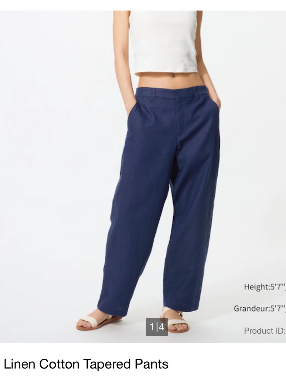 Uniqlo Linen Cotton Tapered Pants High rise tapered easy pants
